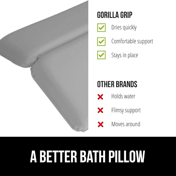 GORILLA GRIP Bath Pillow for Tub, Improved Suction Cups, Luxury Bathtub Pillows - Image 7