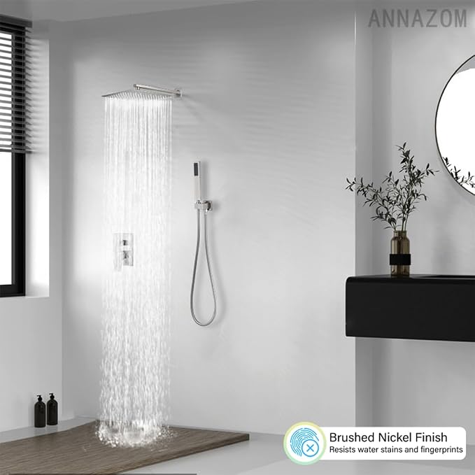 Brushed Bathroom Luxury Rain Mixer Combo Set Wall Mounted Rainfall Shower Head - Image 2