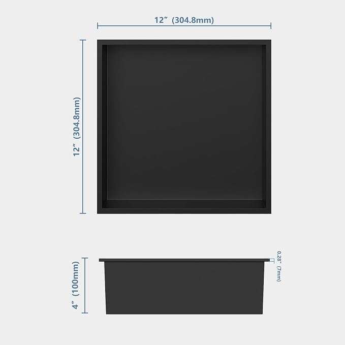 Homevacious 12“ x 12" x 4" Stainless Steel Shower Niche No Tile Needed Matte - Image 3