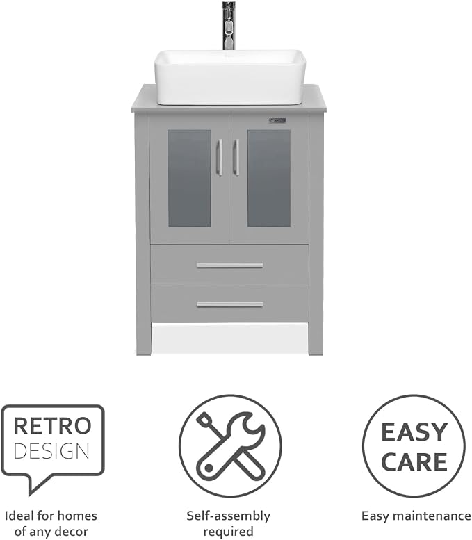 eclife 24" Modern Bathroom Vanity Sink Combo Freestanding Cabinet - Image 4