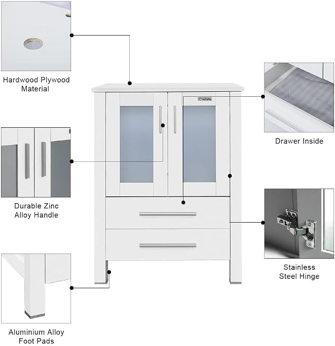 eclife 48" Modern Bathroom Vanity Sink Combo Freestanding Cabinet - Image 4