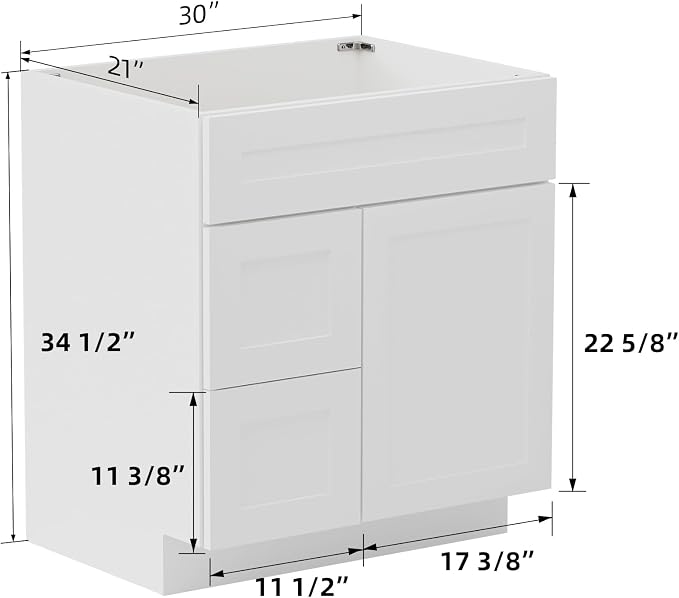 KitchenMan 30 Inch Bathroom Vanity Without Sink and Top Unassembled Bathroom - Image 3