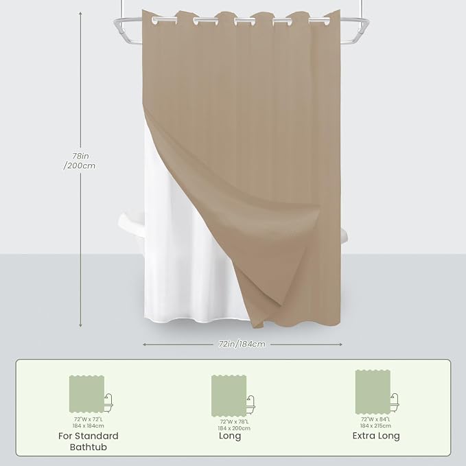 Inhousolu No Hook Waffle Weave Shower Curtain - Image 7
