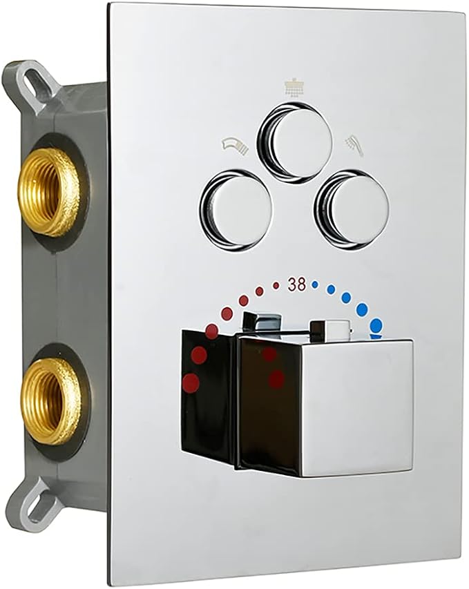 3-Function Brass Shower Diverter Thermostatic Valve Pressure Balanced Mixer by WHSHOWER