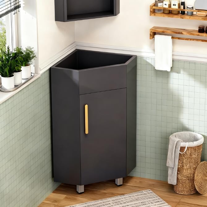 24" Corner Bathroom Vanity for Small Space Freestanding Compact Space Bathroom by FINDEPOT