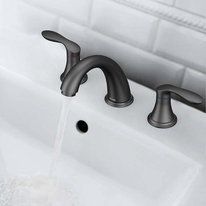Bathroom Sink Faucet, Faucet for Bathroom Sink, Widespread Matte Black Bathroom - Image 2