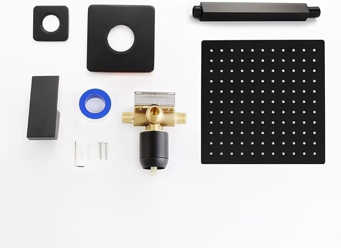 POP SANITARYWARE Matte Black Shower Faucet Set, Bathroom Rainfall Shower System - Image 6