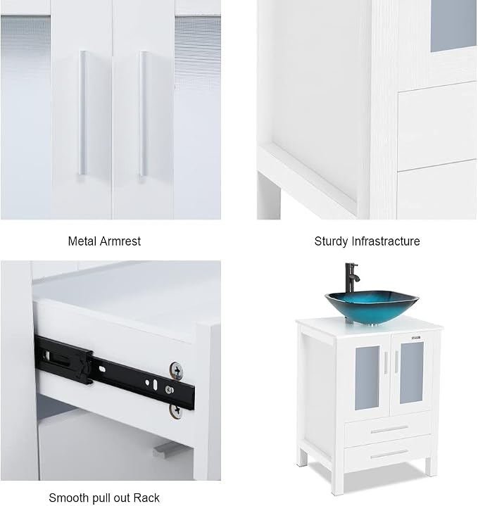 eclife 24" Modern Bathroom Vanity Sink Combo Freestanding Cabinet - Image 4