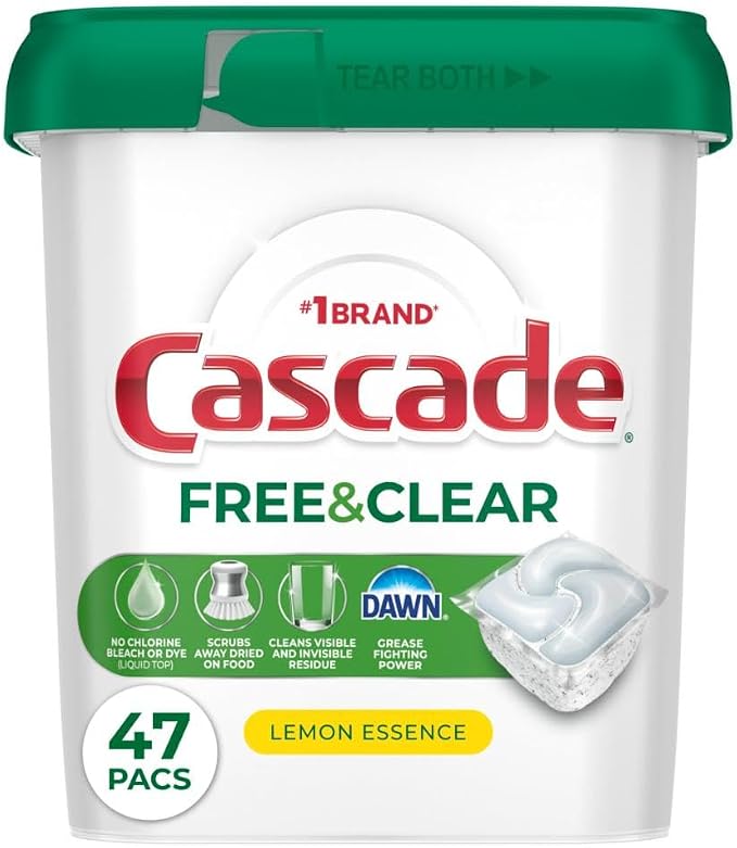 Cascade Free & Clear Dishwasher Pods, Dishwasher Detergent, Dish Detergent Soap by Cascade