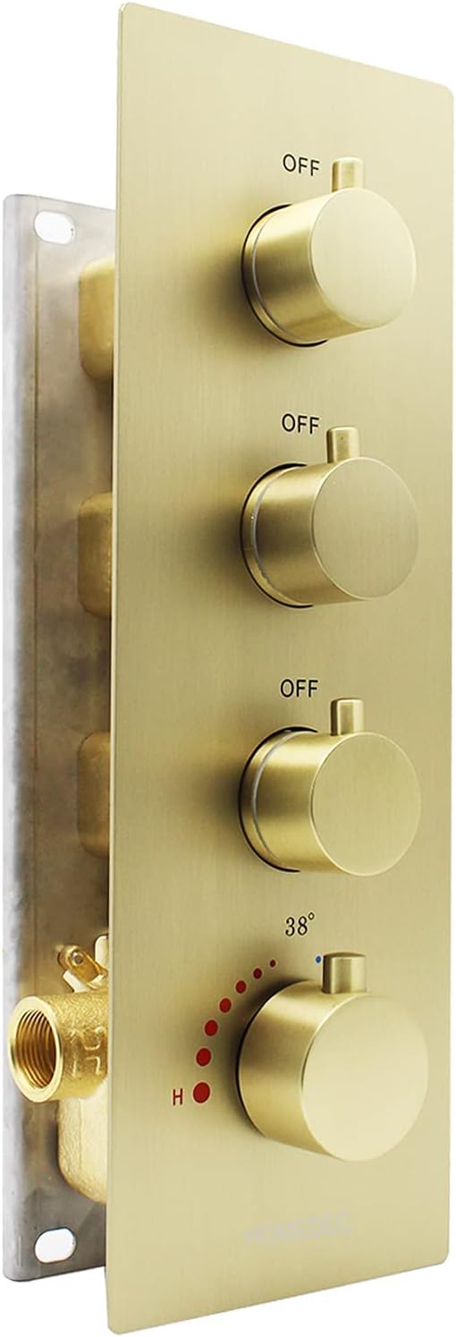 HOMEDEC 3 Function Shower Mixing Valve and Trim Kit, Brushed Gold 3 Ways by HOMEDEC