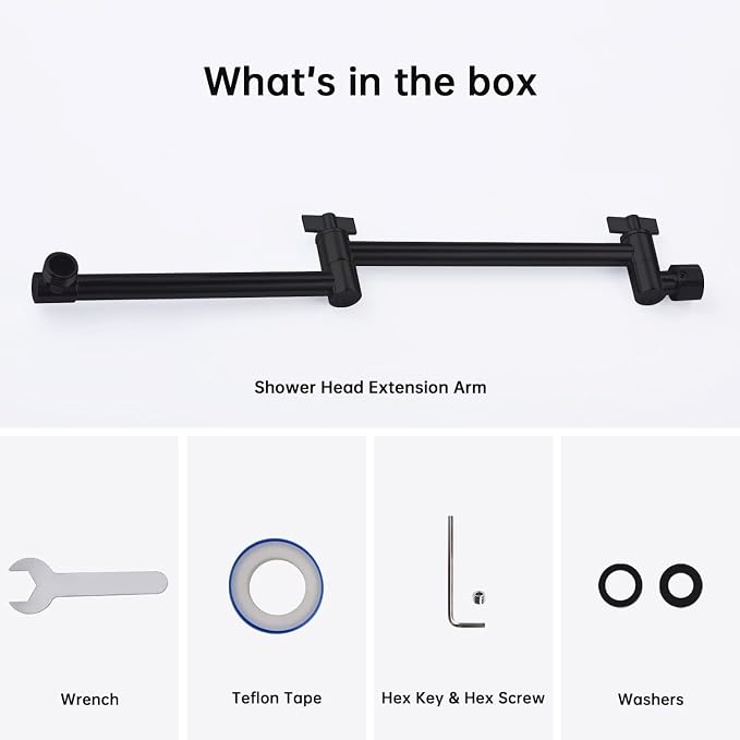 G-Promise 16 Inch Shower Head Extension Arm, Solid Brass Height & Angle - Image 5