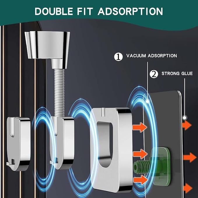 Shower Head Holder Wall Mount, 360° Adjustable Handheld, No-Drill Strong - Image 8