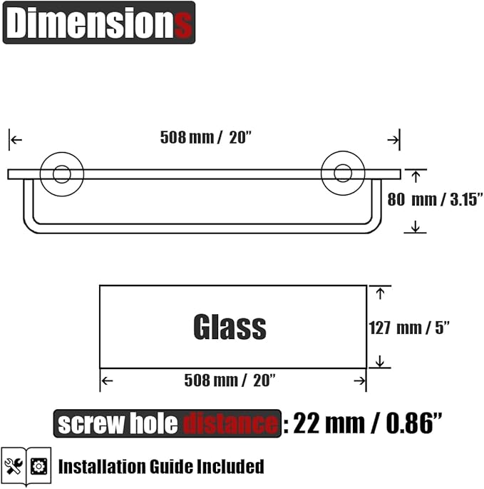 JQK Bathroom Glass Shelf Bronze, Shelf - Image 3