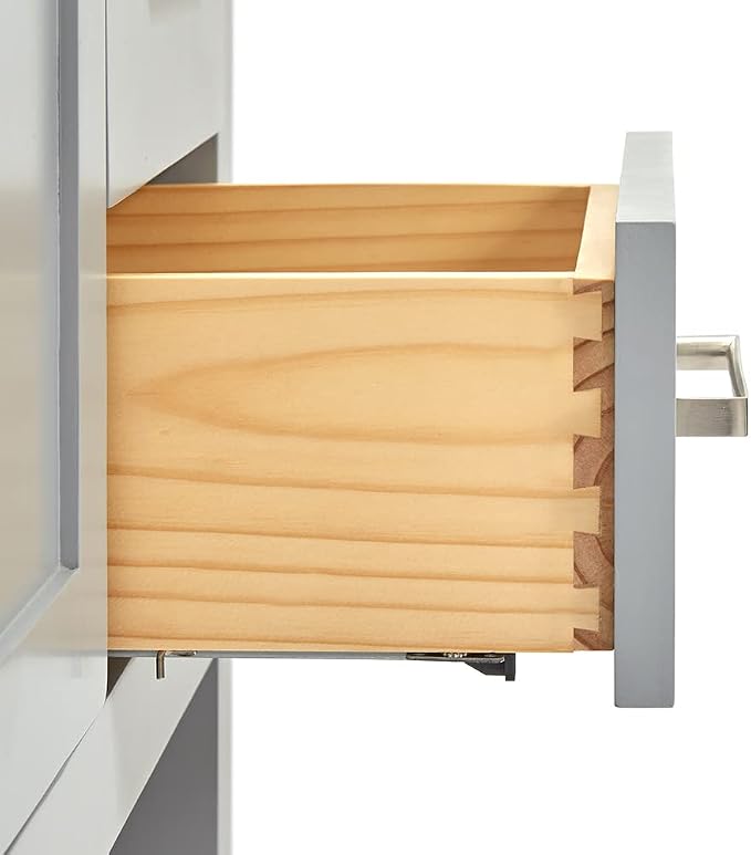 ARIEL 48" Grey Bathroom Vanity Base Cabinet, Center Rectangular Sink, 2 Soft - Image 7