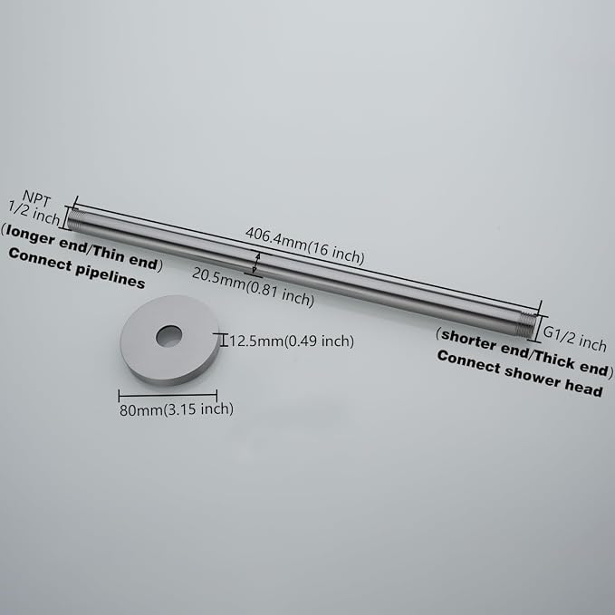 RANDOM Brushed Nickel Shower Arm - Image 2