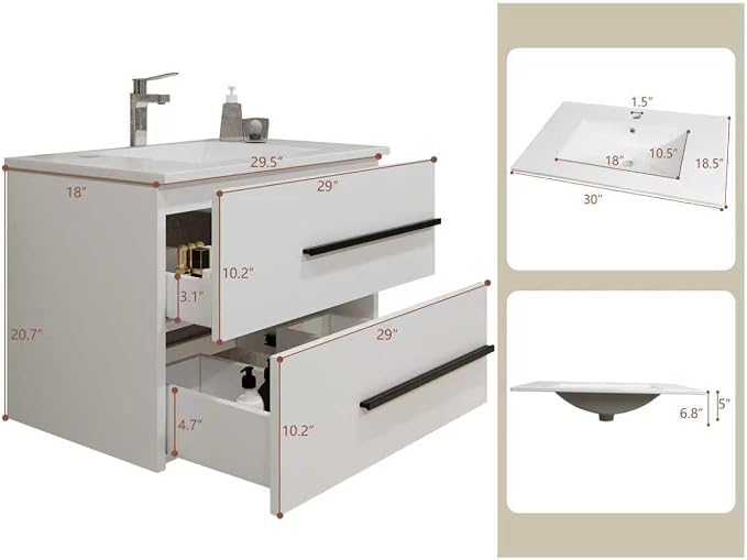30 Inch Floating Bathroom Vanity - Image 3