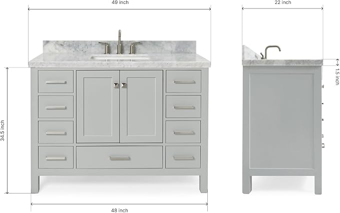 ARIEL Cambridge 49" Grey Bathroom Vanity - Image 2