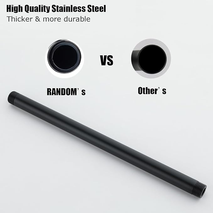 RANDOM Shower Arm with Flange, 12 Inches Ceiling Mount Shower Head Extension - Image 2