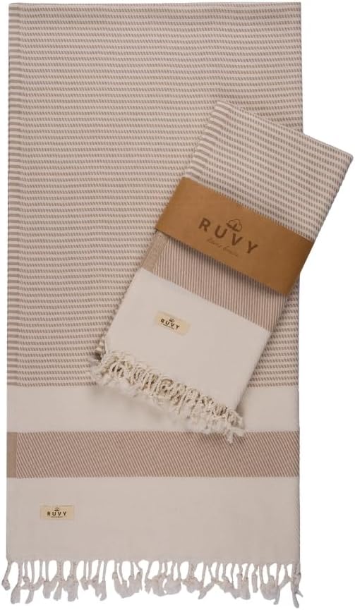 Ruvy Home Basics 2 Pack Turkish Beach Towels – Oversized Quick-Dry Bath Towels by RuvyHomeBasics