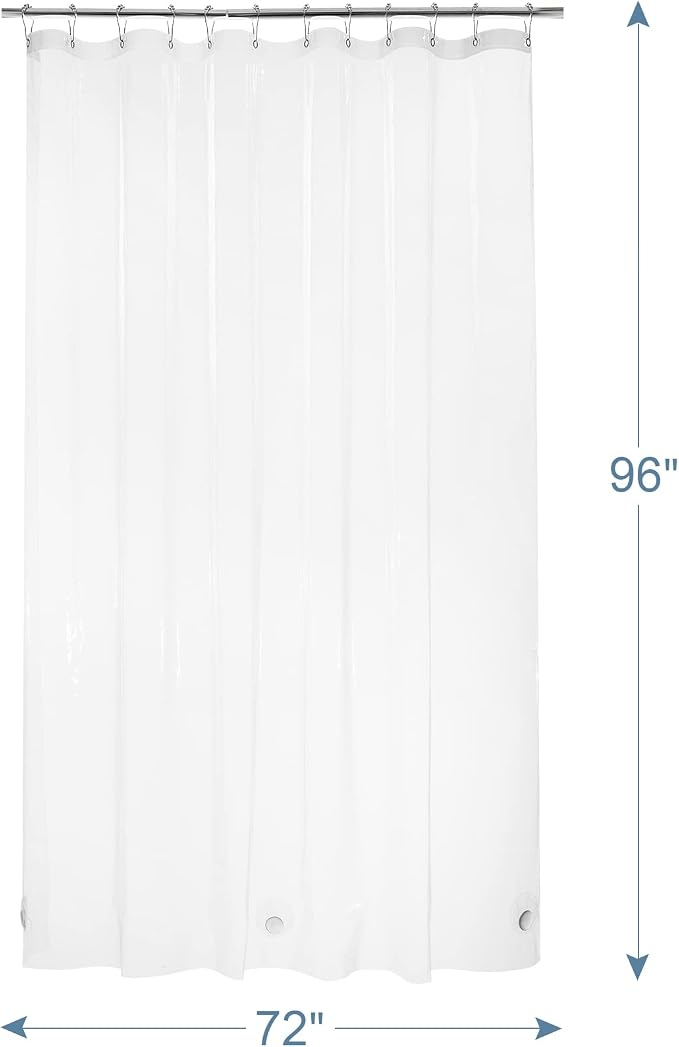 AmazerBath Heavy Duty Shower Curtain Liner 12 Gauge, 72 x 96 Inches Clear - Image 8