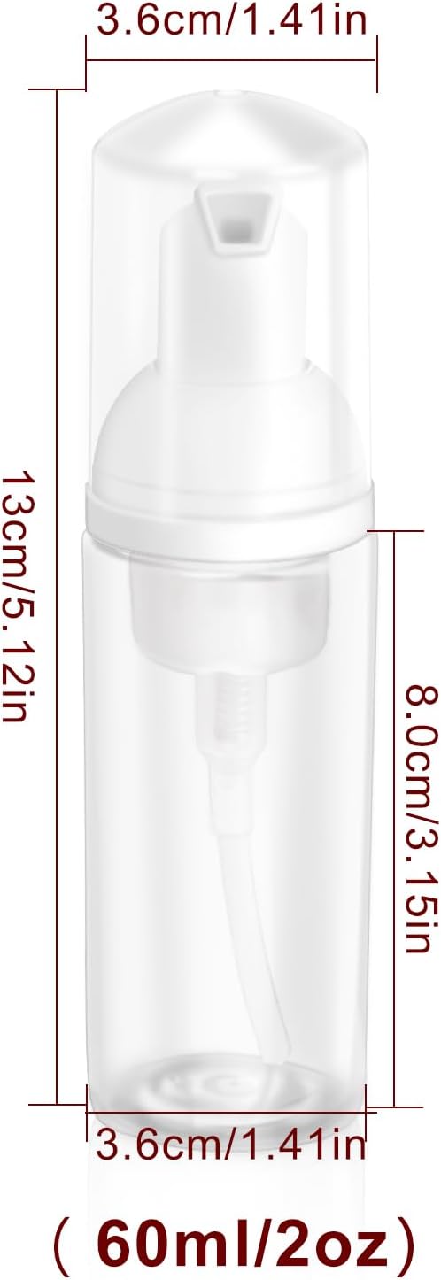 2oz Plastic Foam Pump Bottle, Empty Bottle Travel Foaming Dispenser - Image 3