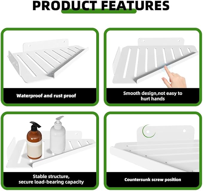 Corner Shelf Kitchen Storage, Bathroom Shelves Shower Caddy Hanging, Matte - Image 4