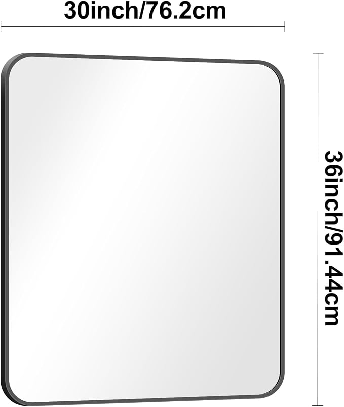 BONEWEI 30x36 inch Bathroom Mirror, Wall Mounted Bathroom Frame Vanity Mirror - Image 7