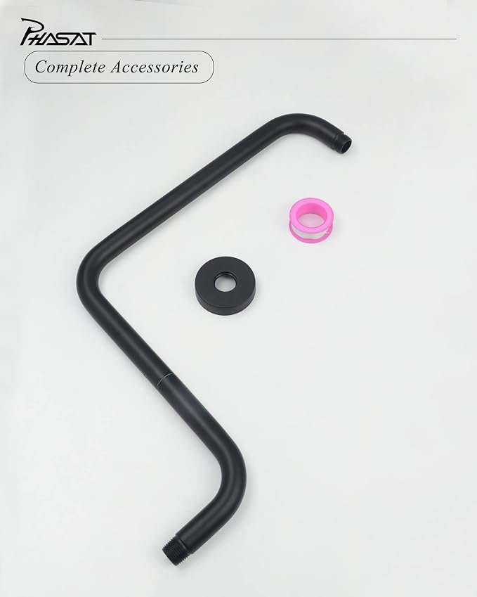 PHASAT Black Shower Head Arm, S Shaped Shower Arm - Image 8