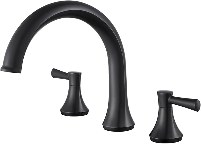 Roman Tub Faucet Deck Mount Tub Filler 2 Handles Black Bathtub Faucet Brass by wowkksanitaryware
