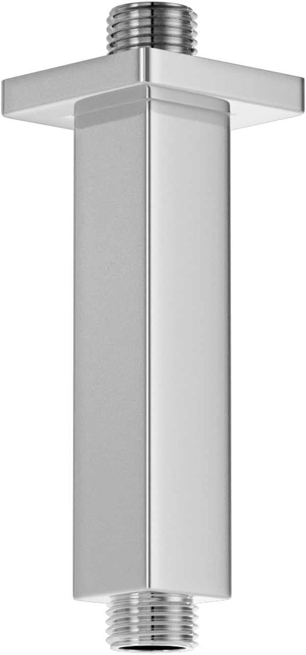 Chrome Shower Arm, 4 inch, Ceiling Mount Square Straight Shower Extension Arm by KATAIS