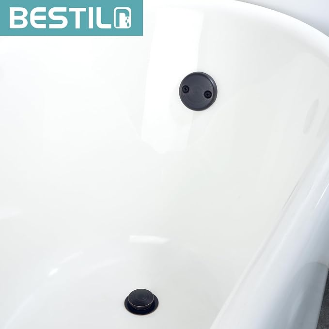 BESTILL Tip-Toe Bathtub Drain Bath Tub Trim Set Conversion Kit, Two Hole Style - Image 2