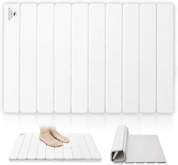 Stone Bath Mat for Water Absorption, Foldable Diatomite Stone Mat, Non-Slip & by Unknown
