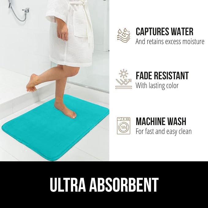 GORILLA GRIP Memory Foam Bath Rugs, Soft Absorbent Velvet Bathroom Mats - Image 6