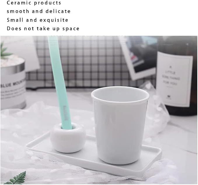 Awhale Ceramic Bathroom Cup 2Pcs, Mouthwash Cups, Toothbrush Holders - Image 4