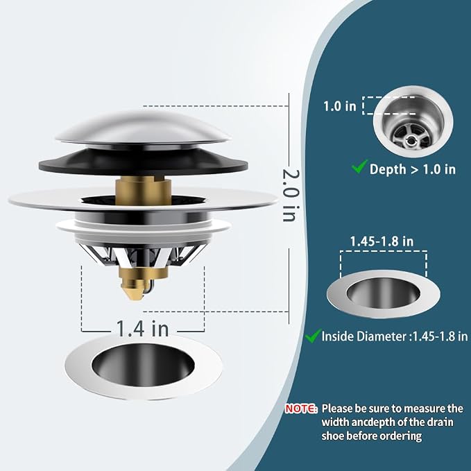 Bathtub Drain Stopper with Hair Catcher, Anti Clogging Bath Tub Drain Stoppers - Image 5