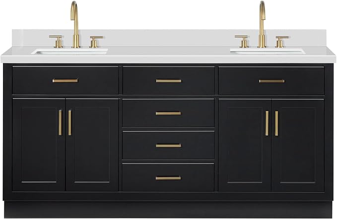 ARIEL Hepburn 73 in. Double Rectangle Sink Vanity - Image 2