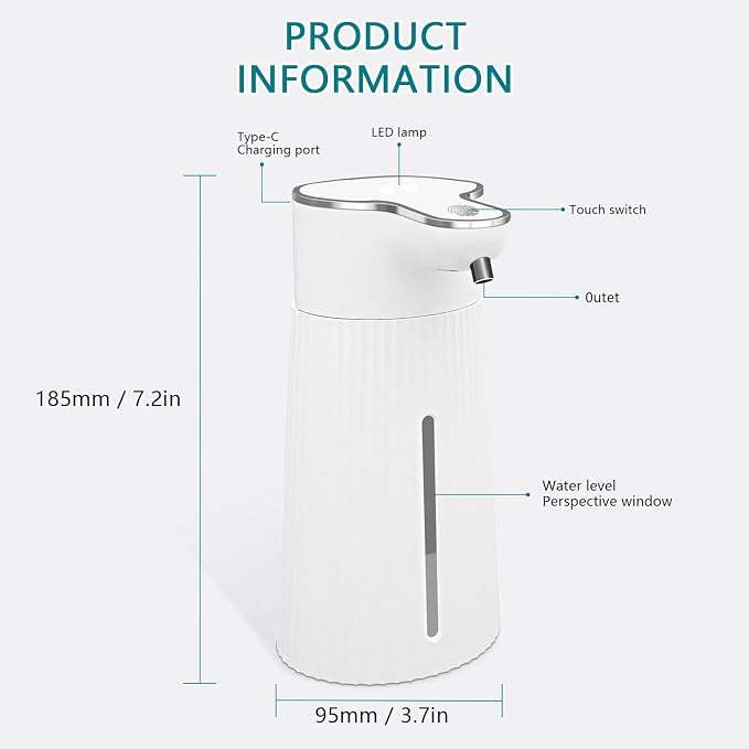 Automatic Liquid Soap Dispenser, 10.5oz/400ML Adjustable Wall Mount Touchless - Image 2