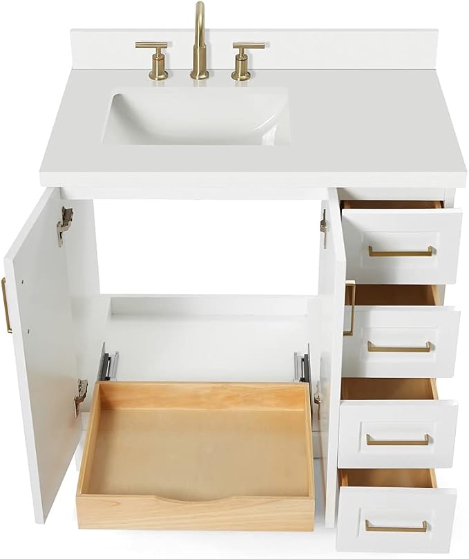 ARIEL Taylor 37 Inch White Bathroom Vanity - Image 4