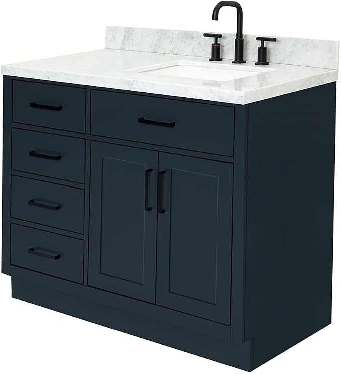 ARIEL Hepburn 43 Inch Single Bathroom Vanity in Midnight Blue, 1.5 Edge Italian - Image 7