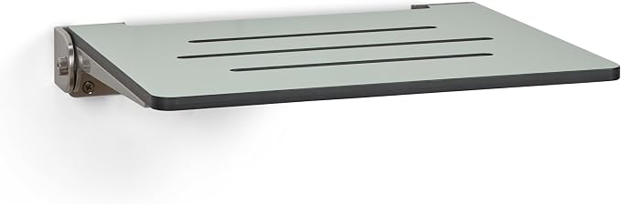 18 inch Silhouette Slimline Folding Wall Mount Shower Bench Seat, Sea Green Seat by Seachrome