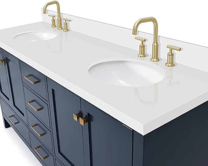 ARIEL Double Bathroom Vanity 73" Grey - Image 6