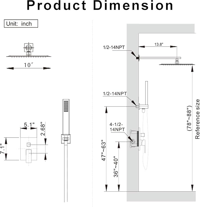 Brushed Nickel Shower System, Shower Faucet Set - Image 8
