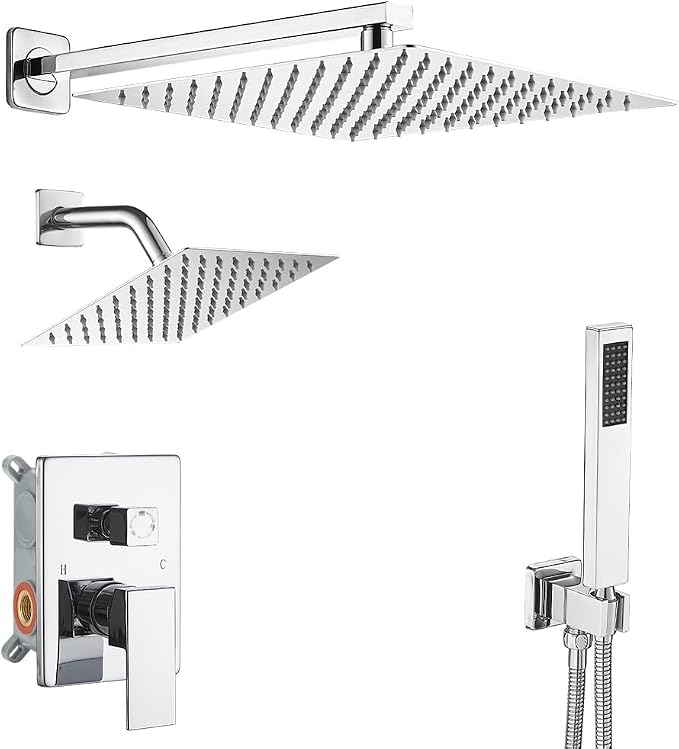Shower Faucet Set Polished Chrome Shower System, Knob Switch Diverter Shower by YCAIKOI