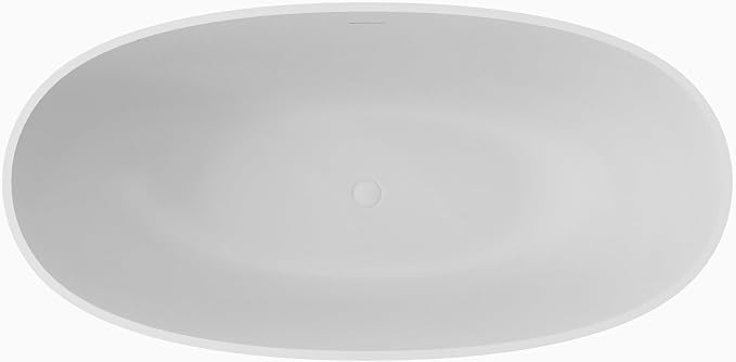 Premium 61" Solid Surface Freestanding Bathtubs, Repose-Grey Oval Stone Resin - Image 3