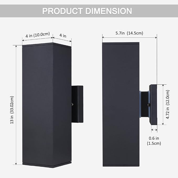 Cerdeco Aluminum Modern Outdoor Wall Light, Exterior Up Down Light Fixtures - Image 5