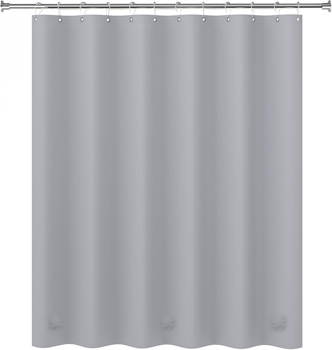 AmazerBath Grey Shower Curtain Plastic, Thick PEVA Shower Curtain Grey - Image 9