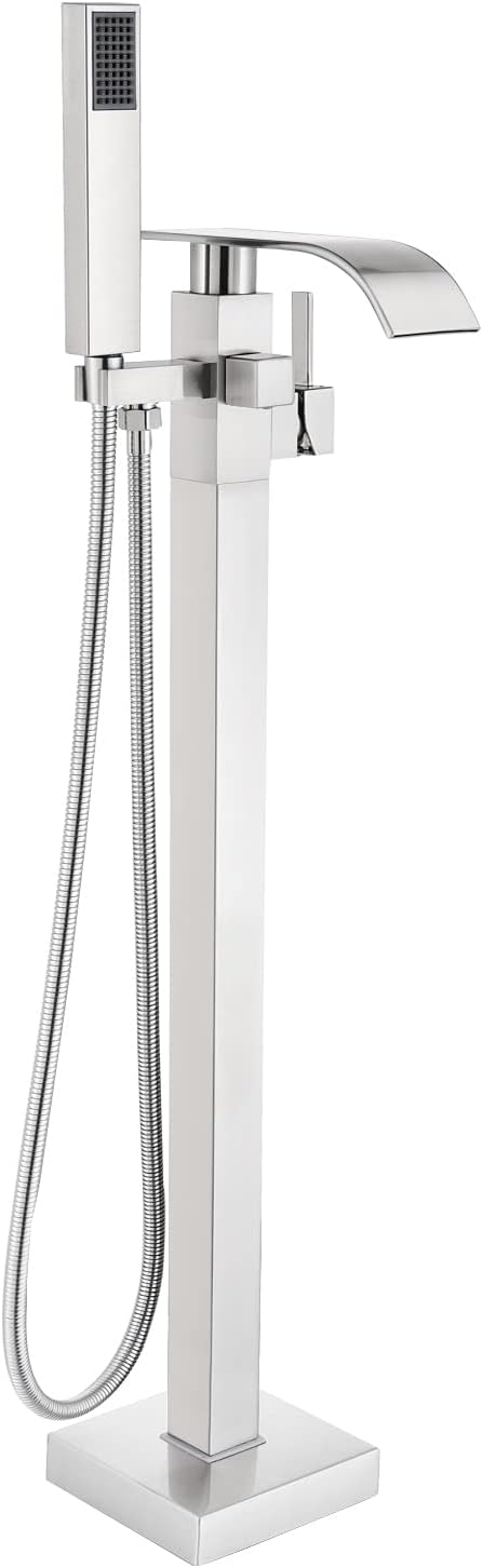 Senlesen Stainless Steel Bathroom Free Standing Tub Filler Faucet Brushed by Senlesen