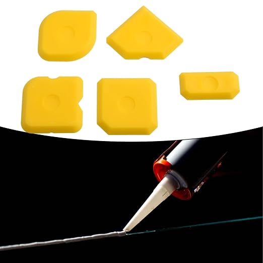 5pcs Portable Yellow Silicone Caulking Kit Multi Edge Sealant Applicator Tool - Image 6