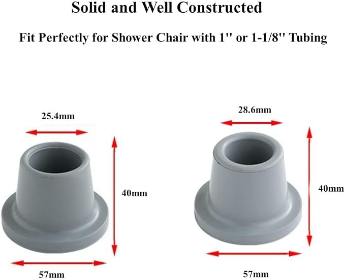 Shower Chair Tips Replacement Heavy Duty 4 Pack, Inner ID 1'' Rubber Tips - Image 2