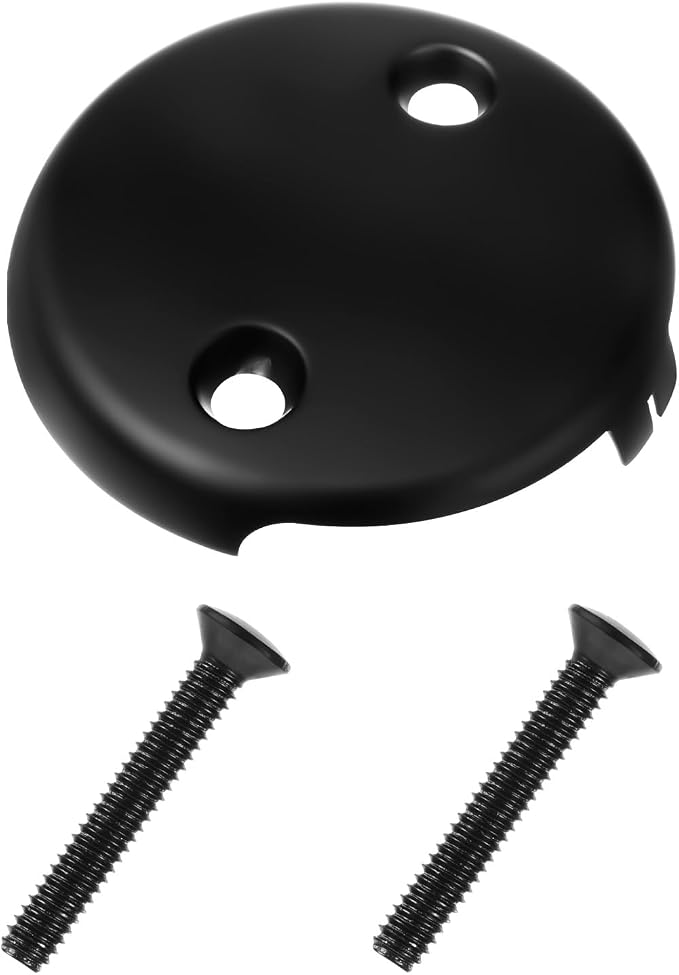 Black Tub Overflow Cover, 3-1/8" Universal Two-Hole Tub Bathtub Drain Cover Two by Unknown